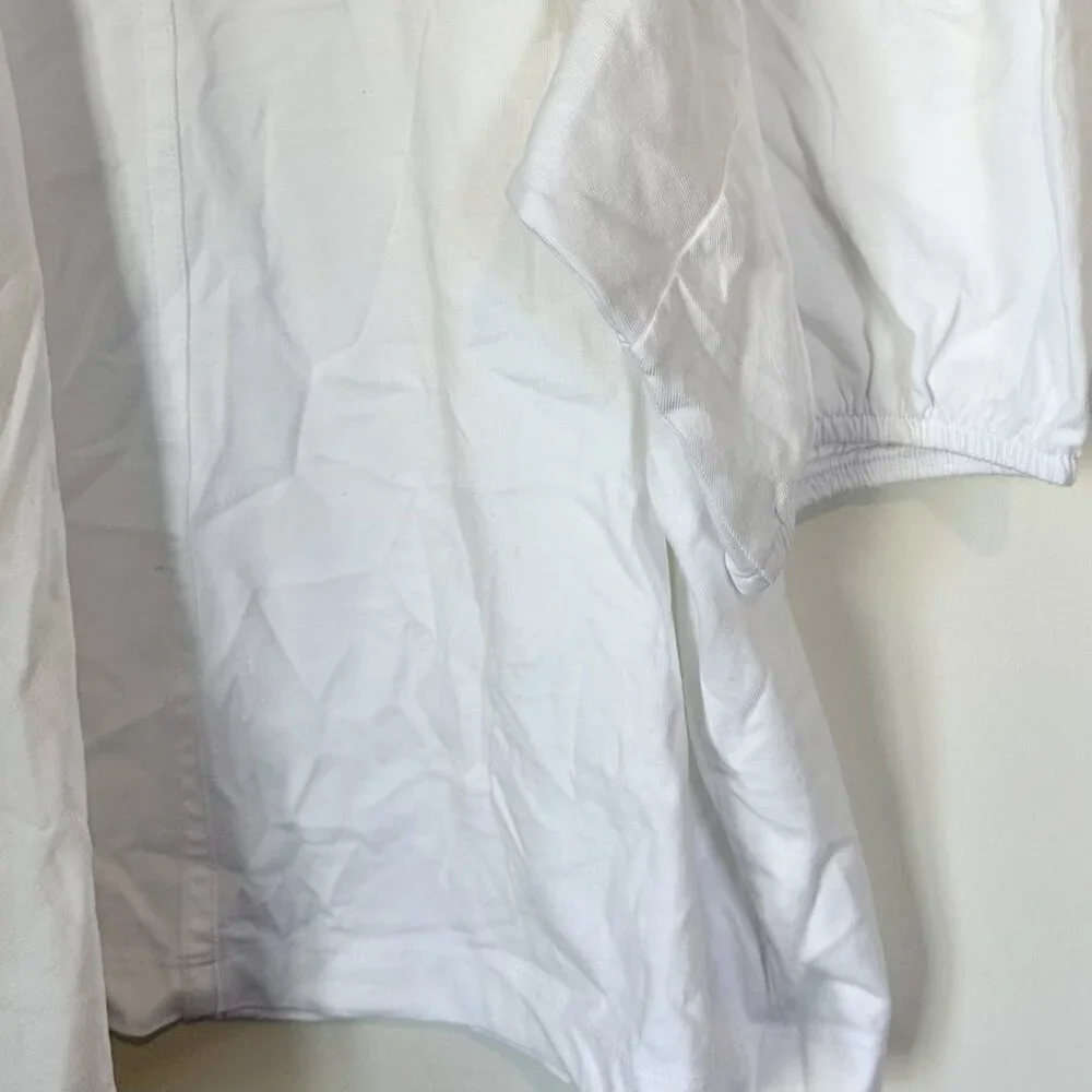 Madewell White Puff-Sleeve Tee - Size: Large *FLAWED*